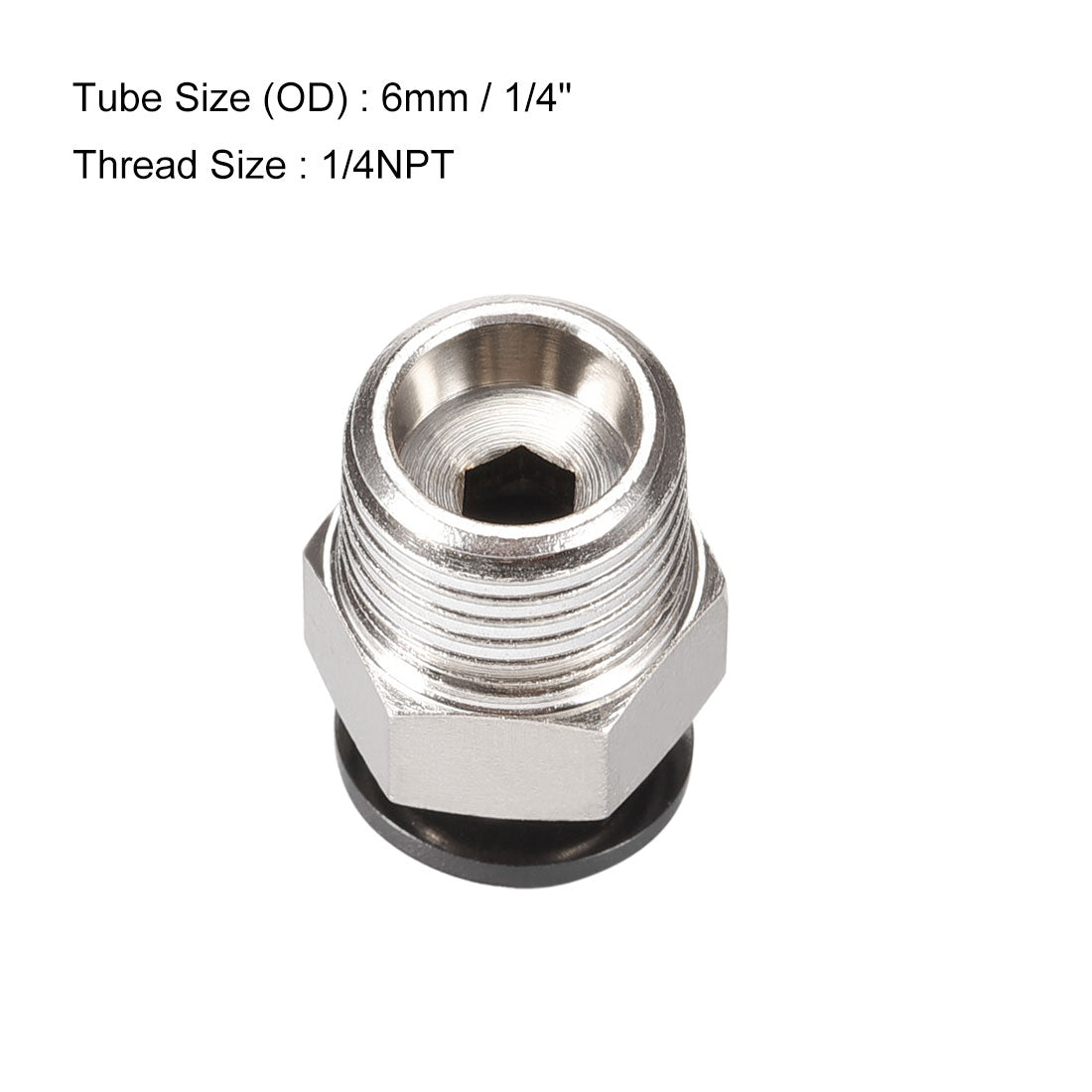 uxcell Uxcell Straight Pneumatic Push to Quick Connect Fittings 1/4NPT Male x 6mm Tube OD Silver Tone