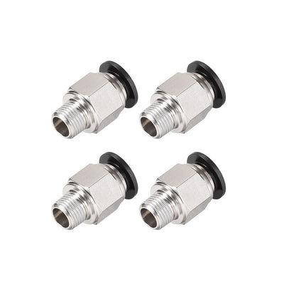 Harfington Uxcell Straight Pneumatic Push to Quick Connect Fittings 1/8NPT Male x 8mm Tube OD Silver Tone 4pcs