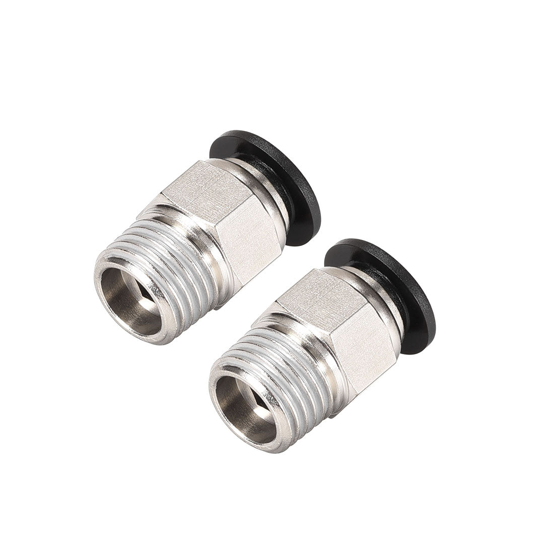 uxcell Uxcell Straight Pneumatic Push to Quick Connect Fittings 1/4NPT Male x 8mm Tube OD Silver Tone 2pcs
