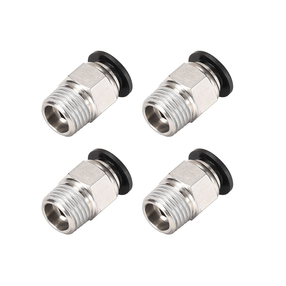 Uxcell Uxcell Straight Pneumatic Push to Quick Connect Fittings 1/4NPT Male x 10mm Tube OD Silver Tone 6pcs