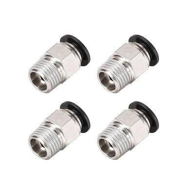 Harfington Uxcell Straight Pneumatic Push to Quick Connect Fittings 1/4NPT Male x 10mm Tube OD Silver Tone 6pcs