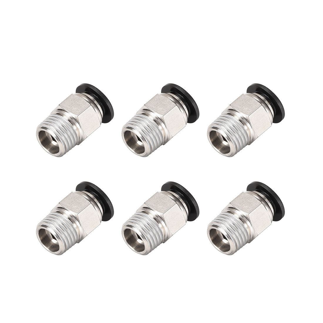 uxcell Uxcell Straight Pneumatic Push to Quick Connect Fittings 1/4NPT Male x 8mm Tube OD Silver Tone 6pcs