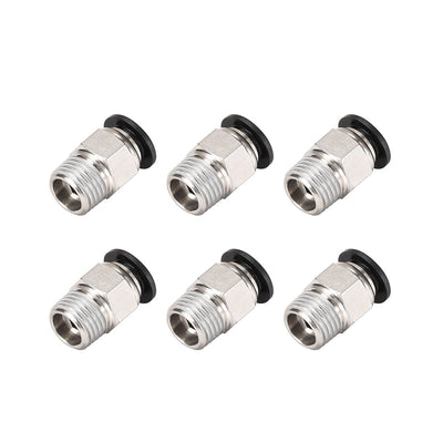 Harfington Uxcell Straight Pneumatic Push to Quick Connect Fittings 1/4NPT Male x 8mm Tube OD Silver Tone 6pcs