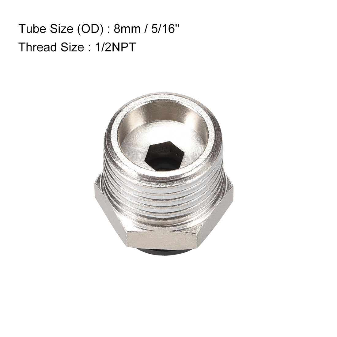 uxcell Uxcell Straight Pneumatic Push to Quick Connect Fittings 1/2NPT Male x 8mm Tube OD Silver Tone 3pcs