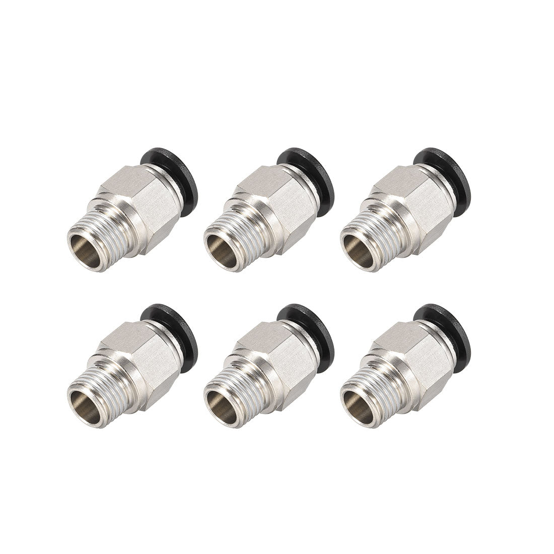 uxcell Uxcell Straight Pneumatic Push to Quick Connect Fittings 1/4NPT Male x 10mm Tube OD Silver Tone 6pcs
