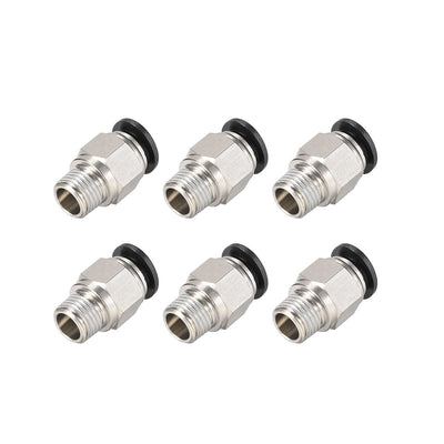 Harfington Uxcell Straight Pneumatic Push to Quick Connect Fittings 1/4NPT Male x 10mm Tube OD Silver Tone 6pcs