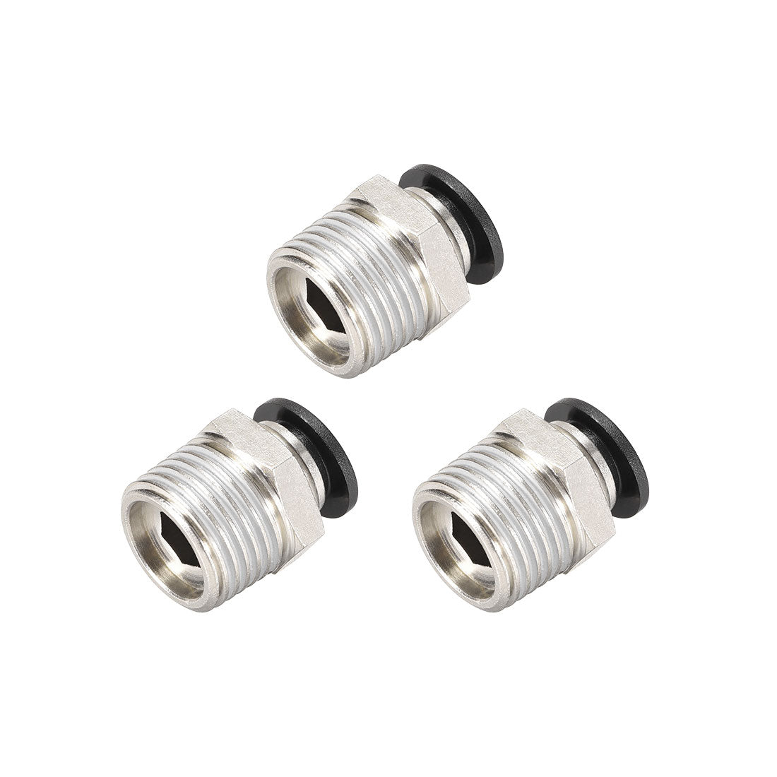 uxcell Uxcell Straight Pneumatic Push to Quick Connect Fittings 1/2NPT Male x 10mm Tube OD Silver Tone 3pcs