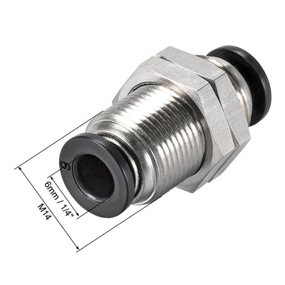 Harfington Uxcell Straight Pneumatic Push to Quick Connect Fittings Bulkhead Union 6mm Tube OD X 6mm Tube OD 2pcs