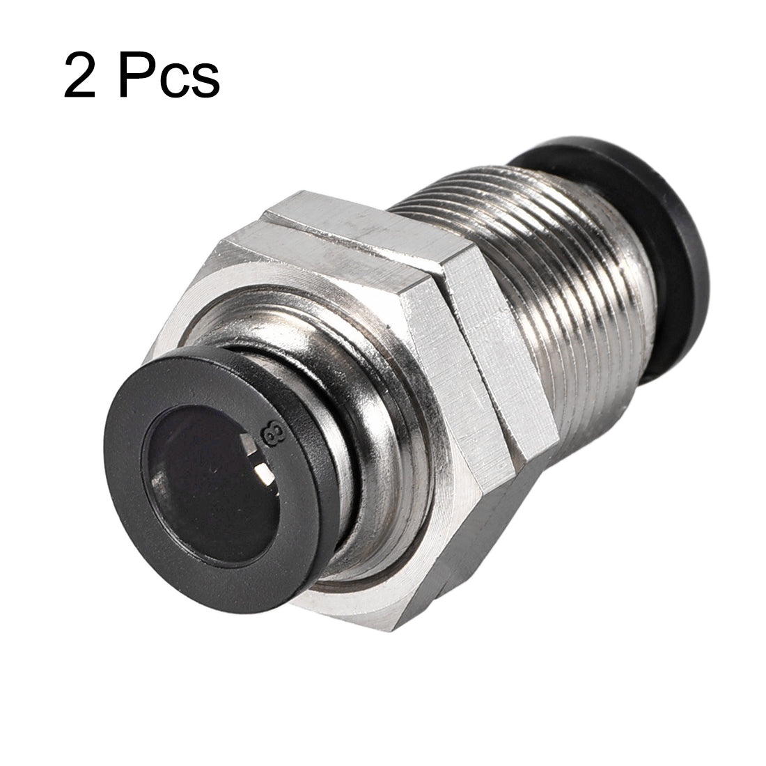 uxcell Uxcell Straight Pneumatic Push to Quick Connect Fittings Bulkhead Union 8mm Tube OD X 8mm Tube OD 2pcs