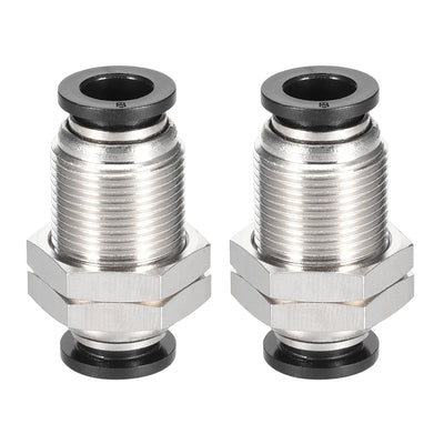 Harfington Uxcell Straight Pneumatic Push to Quick Connect Fittings Bulkhead Union 8mm Tube OD X 8mm Tube OD 2pcs
