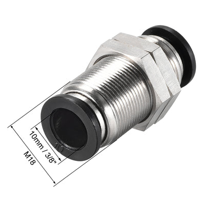 Harfington Uxcell Straight Pneumatic Push to Quick Connect Fittings Bulkhead Union 10mm Tube OD X 10mm Tube OD 2pcs