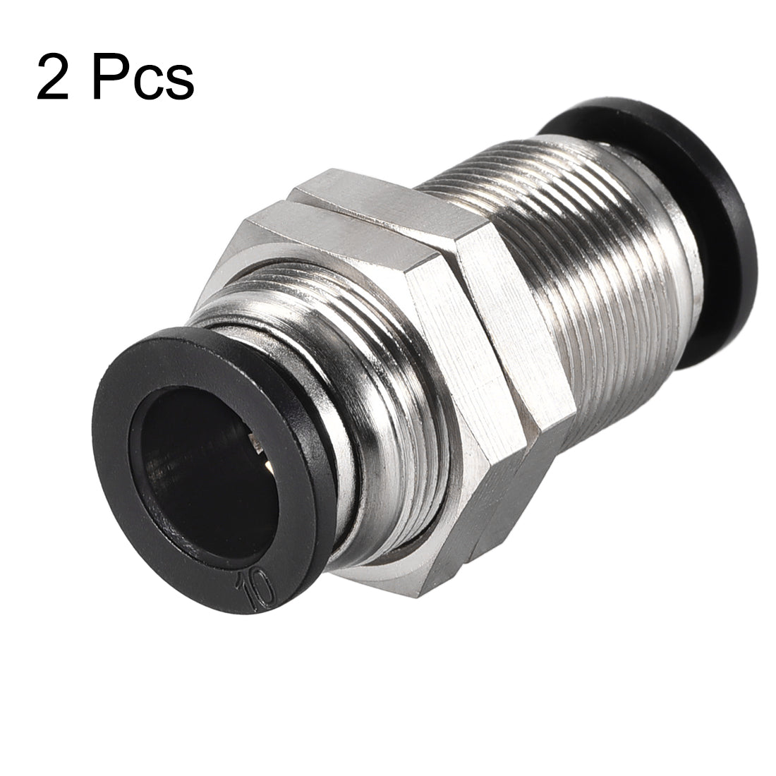 uxcell Uxcell Straight Pneumatic Push to Quick Connect Fittings Bulkhead Union 10mm Tube OD X 10mm Tube OD 2pcs