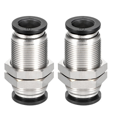Harfington Uxcell Straight Pneumatic Push to Quick Connect Fittings Bulkhead Union 10mm Tube OD X 10mm Tube OD 2pcs