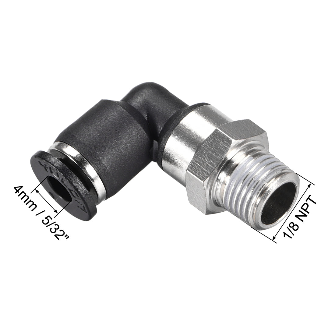 uxcell Uxcell Push to Connect Tube Fitting Male Elbow 4mm Tube OD x 1/8 NPT Thread Pneumatic Air Push Fit Lock Fitting 2pcs