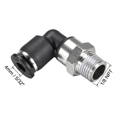 Harfington Uxcell Push to Connect Tube Fitting Male Elbow 4mm Tube OD x 1/8 NPT Thread Pneumatic Air Push Fit Lock Fitting 2pcs