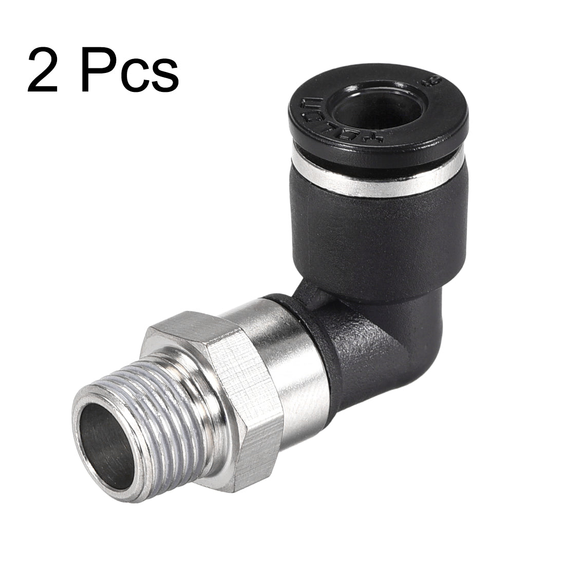 uxcell Uxcell Push to Connect Tube Fitting Male Elbow 6mm Tube OD x 1/8 NPT Thread Pneumatic Air Push Fit Lock Fitting 2pcs