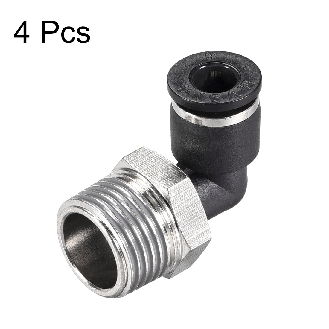 uxcell Uxcell Push to Connect Tube Fitting Male Elbow 6mm Tube OD x 3/8 NPT Thread Pneumatic Air Push Fit Lock Fitting 4pcs