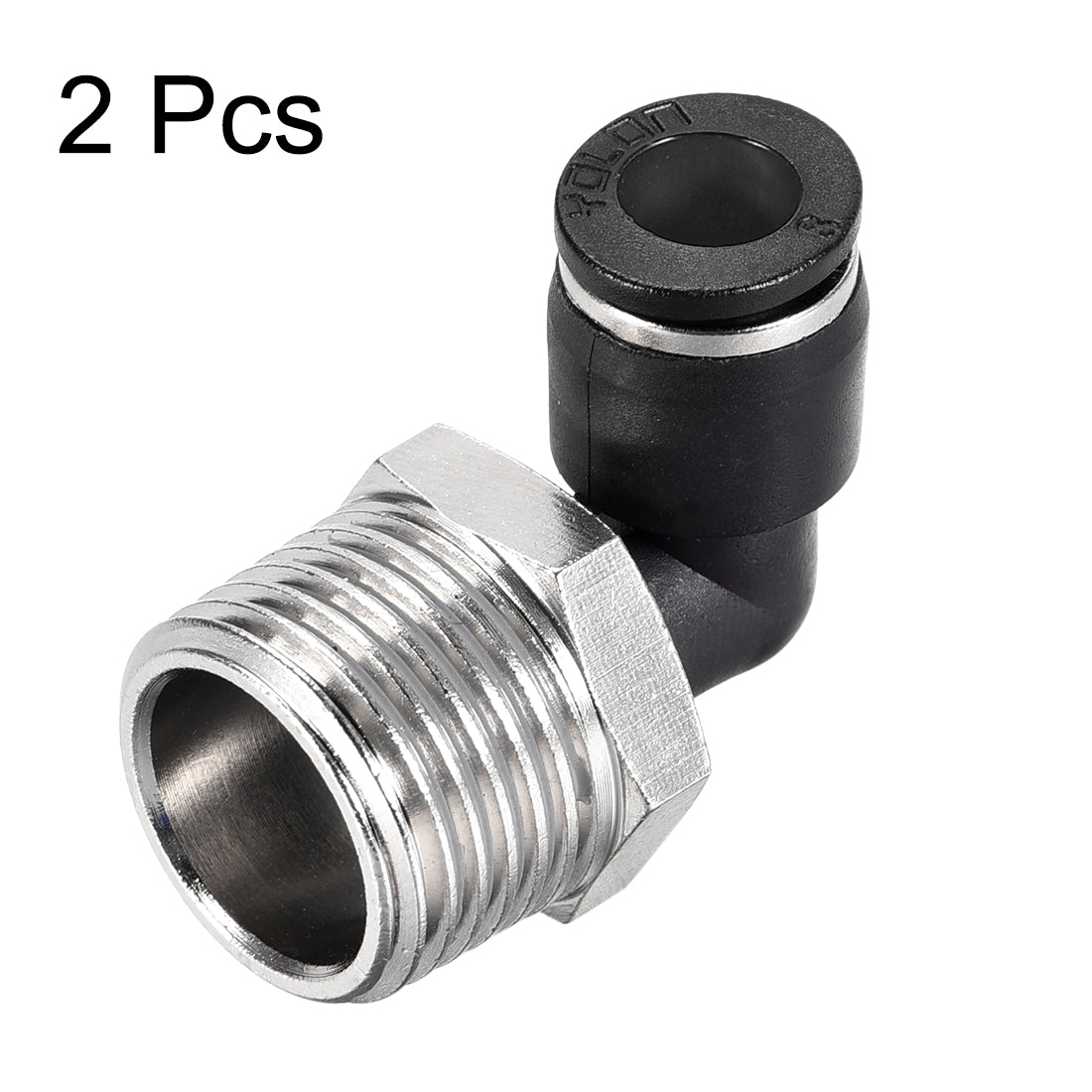 uxcell Uxcell Push to Connect Tube Fitting Male Elbow 8mm Tube OD x 1/2 NPT Thread Pneumatic Air Push Fit Lock Fitting 2pcs