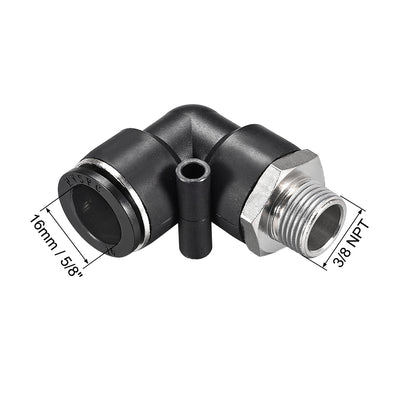 Harfington Uxcell Push to Connect Tube Fitting Male Elbow 16mm Tube OD x 3/8 NPT Thread Pneumatic Air Push Fit Lock Fitting