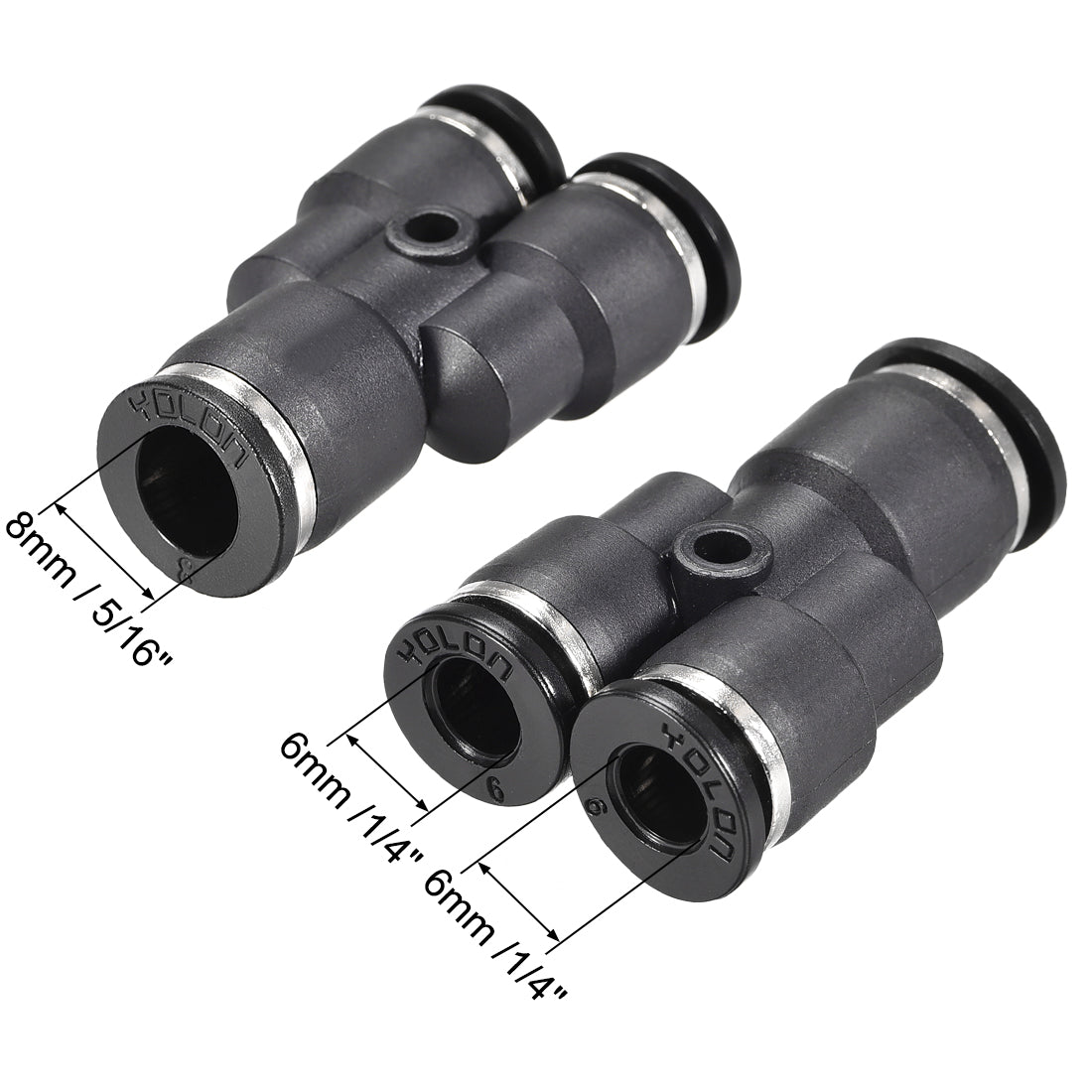 uxcell Uxcell Plastic Connect Y Splitter Push to Tube Fittings 8mm x 6mm OD Push Lock 6pcs