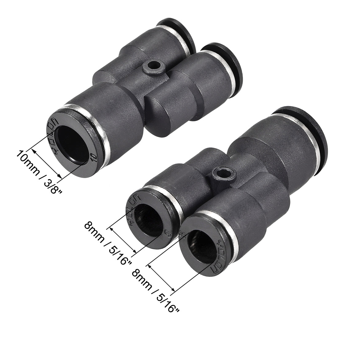uxcell Uxcell Plastic Connect Y Splitter Push To Tube Fittings 10mm X 8mm OD Push Lock