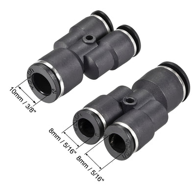 Harfington Uxcell Plastic Connect Y Splitter Push To Tube Fittings 10mm X 8mm OD Push Lock