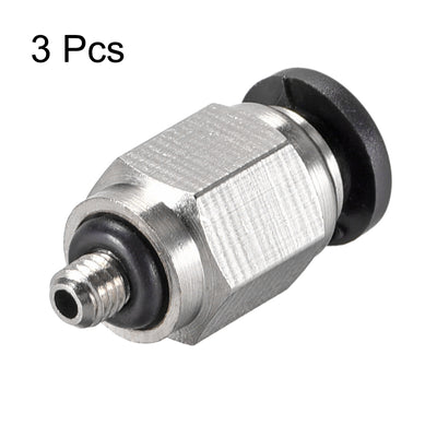 Harfington Uxcell Straight Pneumatic Push to Quick Connect Fittings M3 Male x 4mm Tube OD Silver Tone 3pcs