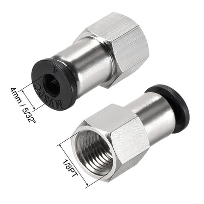 Harfington Uxcell Push to Connect Tube Fitting Adapter 4mm Tube OD x 1/8 PT Female Straight Pneumatic Connecter Connect Pipe Fitting 2pcs