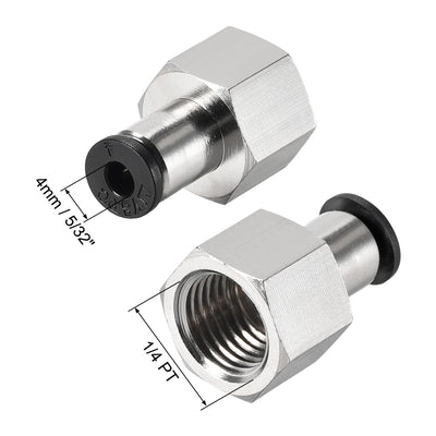 Harfington Uxcell Push to Connect Tube Fitting Adapter 4mm Tube OD x 1/4PT Female Straight 2pcs
