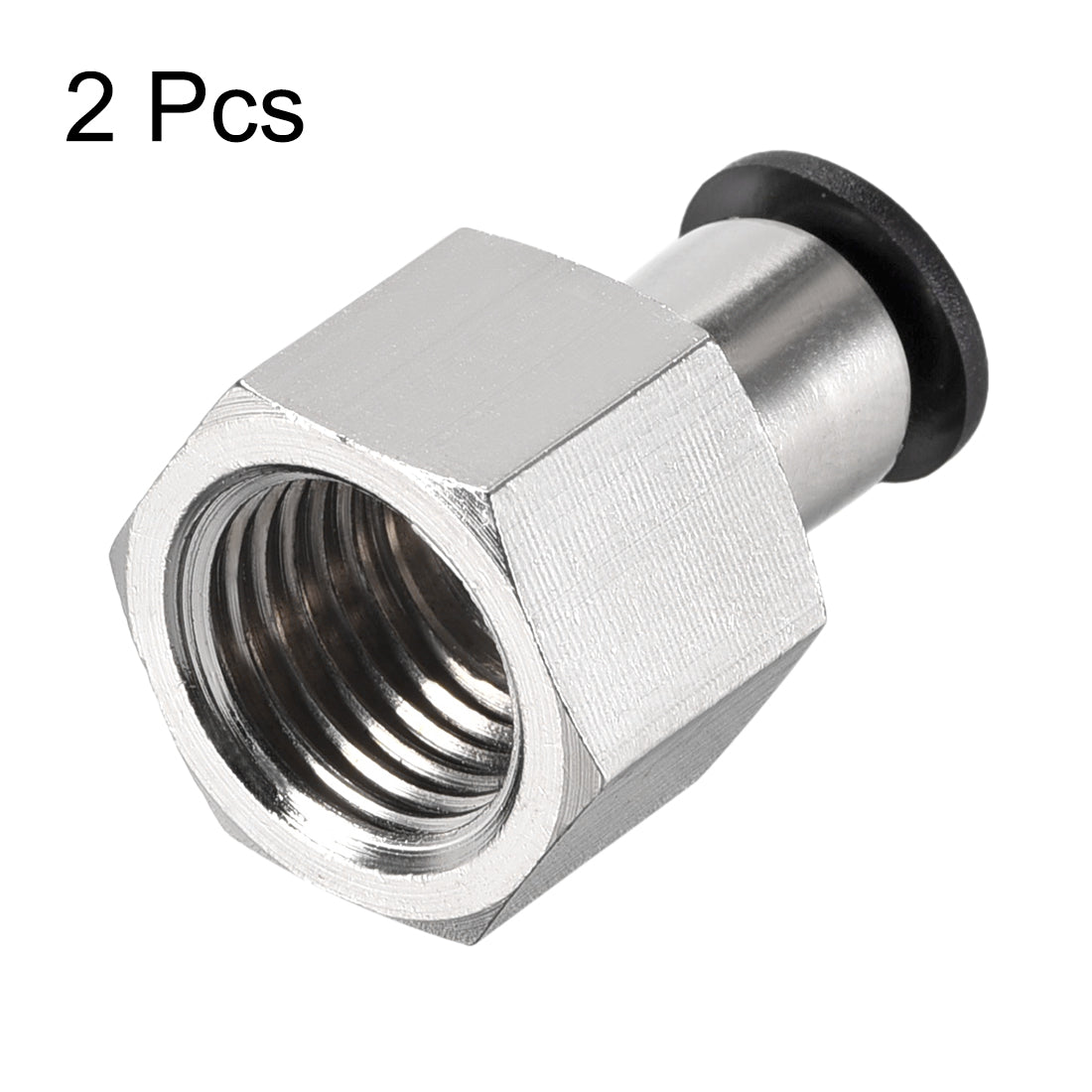 uxcell Uxcell Push to Connect Tube Fitting Adapter 4mm Tube OD x 1/4PT Female Straight 2pcs