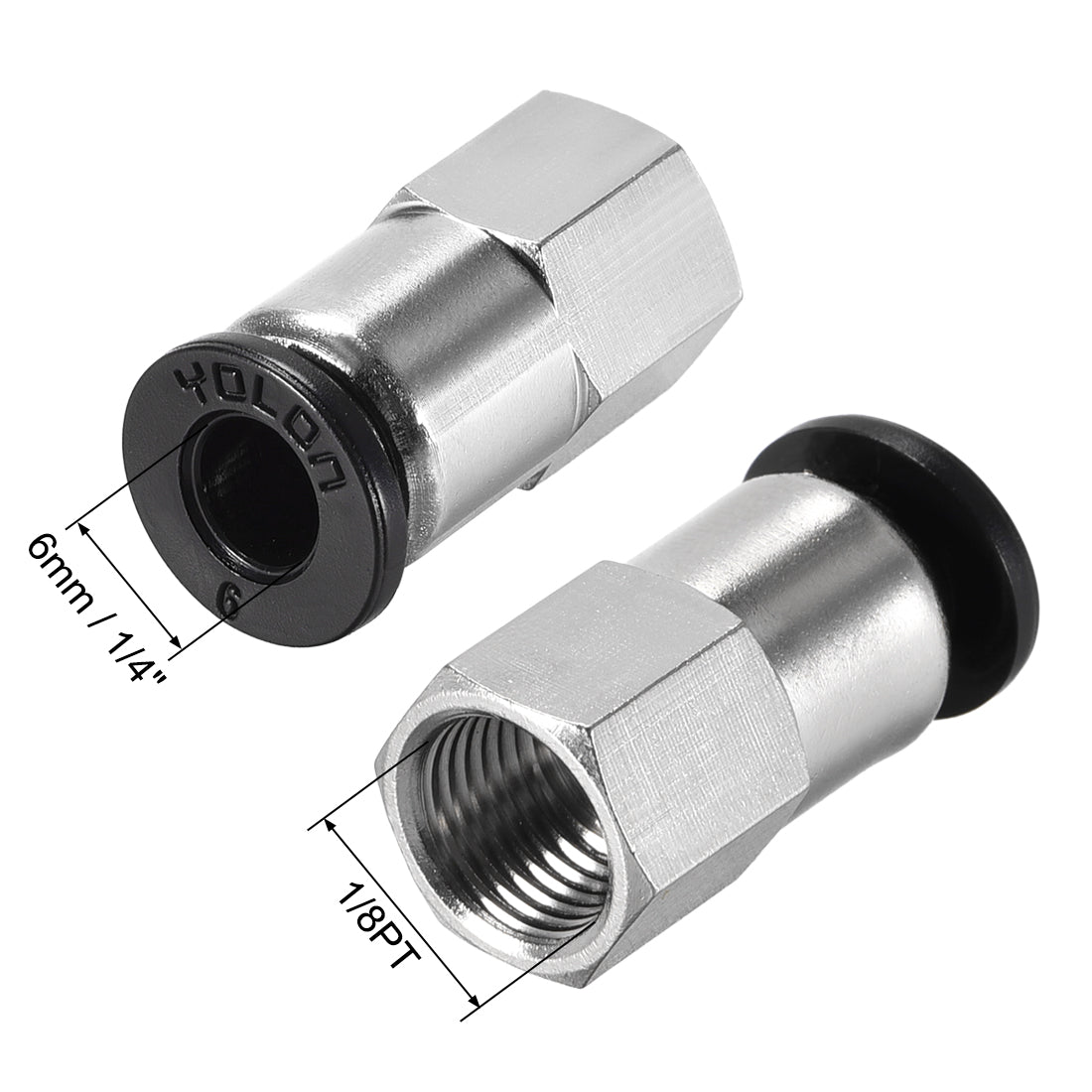 uxcell Uxcell Push to Connect Tube Fitting Adapter 6mm Tube OD x 1/8 PT Female Straight Pneumatic Connecter Pipe Fitting 2pcs