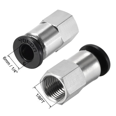 Harfington Uxcell Push to Connect Tube Fitting Adapter 6mm Tube OD x 1/8 PT Female Straight Pneumatic Connecter Pipe Fitting 2pcs