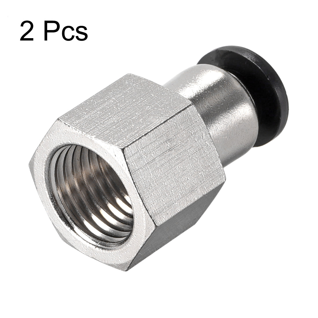 uxcell Uxcell Push to Connect Tube Fitting Adapter 6mm Tube OD x 1/4PT Female Straight 2pcs