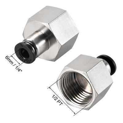 Harfington Uxcell Push to Connect Tube Fitting Adapter 6mm Tube OD x 1/2PT Female Straight