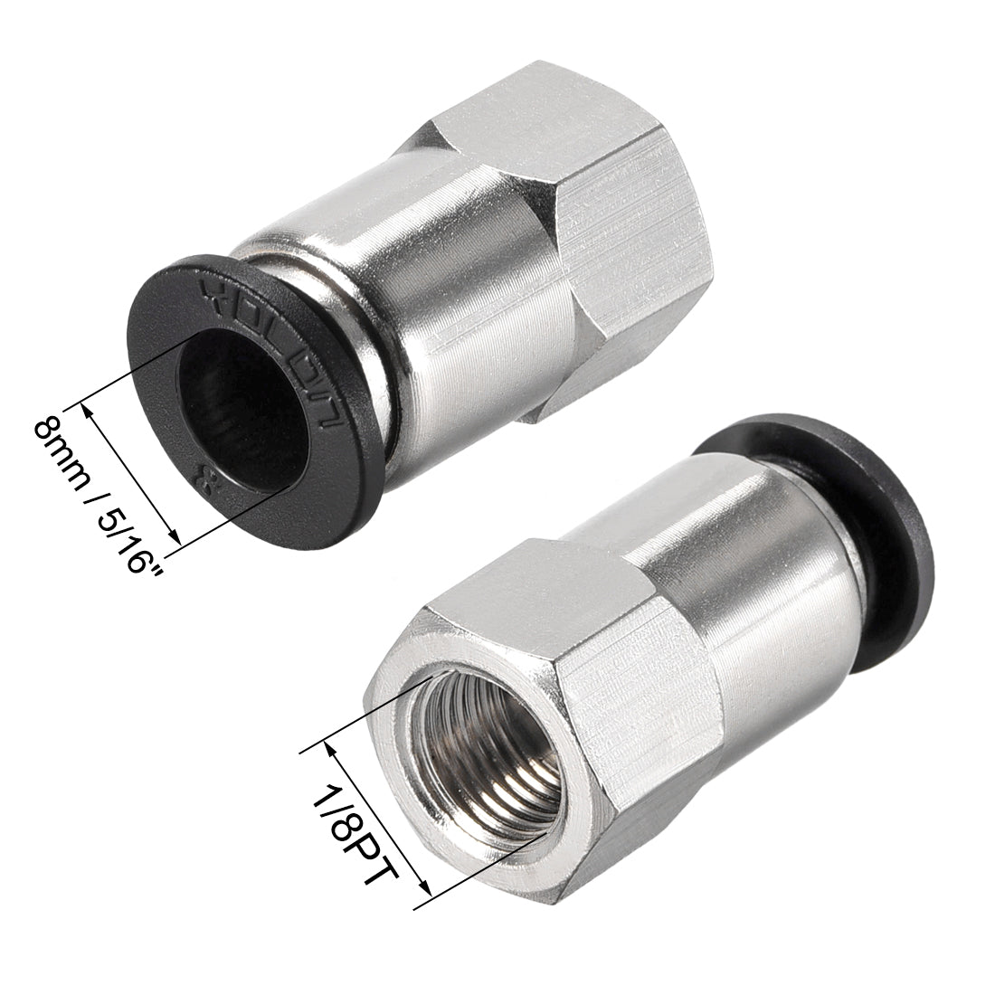 uxcell Uxcell Push to Connect Tube Fitting Adapter 8mm Tube OD x 1/8PT Female Straight Pneumatic Connecter Pipe Fitting