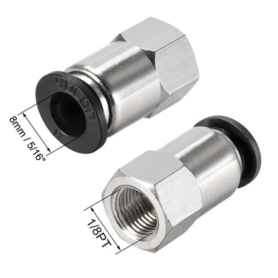 Harfington Uxcell Push to Connect Tube Fitting Adapter 8mm Tube OD x 1/8PT Female Straight Pneumatic Connecter Pipe Fitting