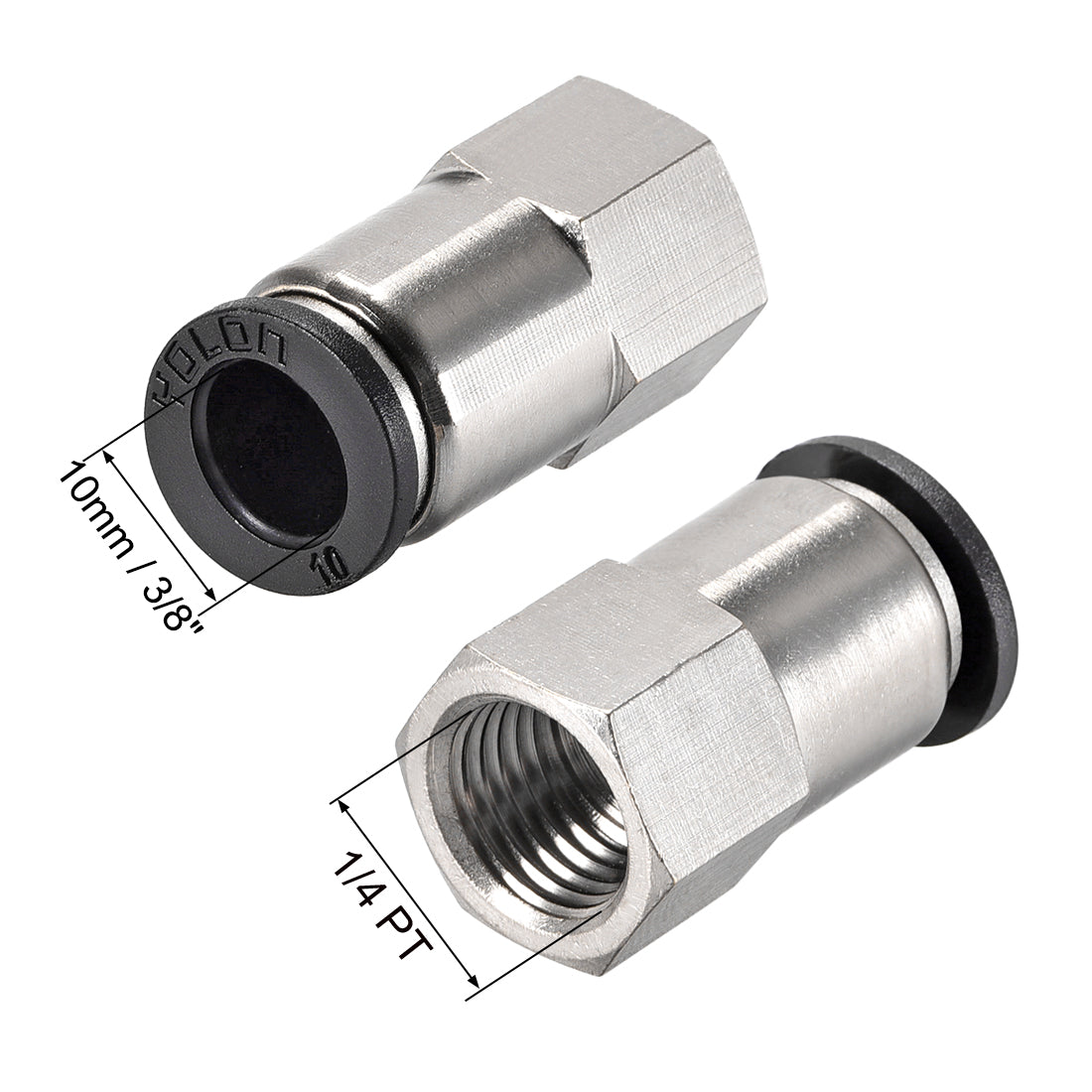 uxcell Uxcell Push to Connect Tube Fitting Adapter 10mm Tube OD x 1/4 PT Female Straight Pneumatic Connecter Pipe Fitting