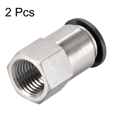 Harfington Uxcell Push to Connect Tube Fitting Adapter 10mm Tube OD x 1/4 BSPT Female Straight Pneumatic Connecter Pipe Fitting 2pcs