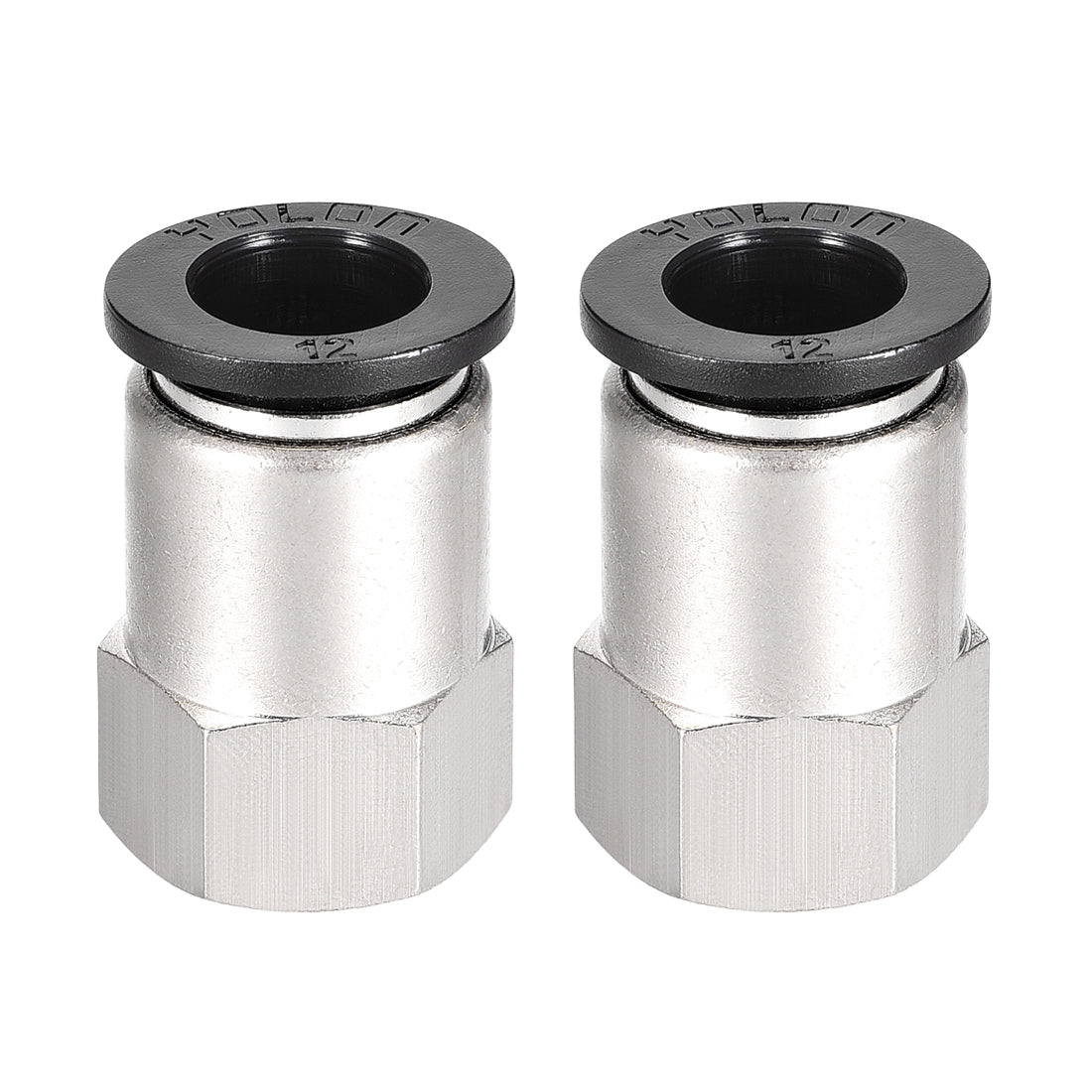 uxcell Uxcell Push to Connect Tube Fitting Adapter 12mm Tube OD x 1/4PT Female Straight 2pcs