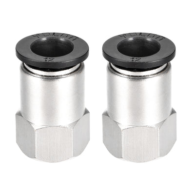 Harfington Uxcell Push to Connect Tube Fitting Adapter 12mm Tube OD x 3/8PT Female Straight 2pcs