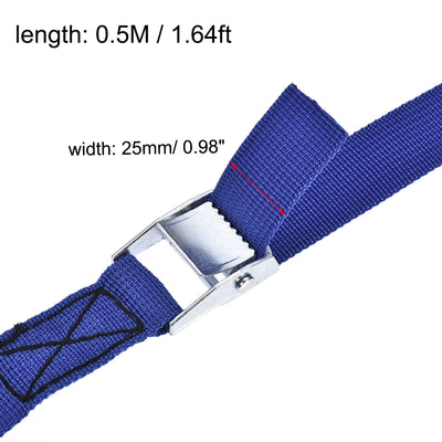 Harfington Uxcell Lashing Strap 0.5M x 25mm Cargo Tie Down Straps Buckle Working Load up to 80kg Blue 2pcs