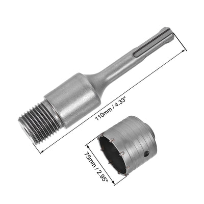 Harfington Uxcell Wall Hole Drill Bit Hole Saw Connecting Rod Drill for SDS X4 Impact Drill