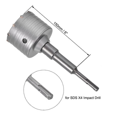 Harfington Uxcell Wall Hole Drill Bit Hole Saw with Connecting Rod Drill for SDS X4 Impact Drill