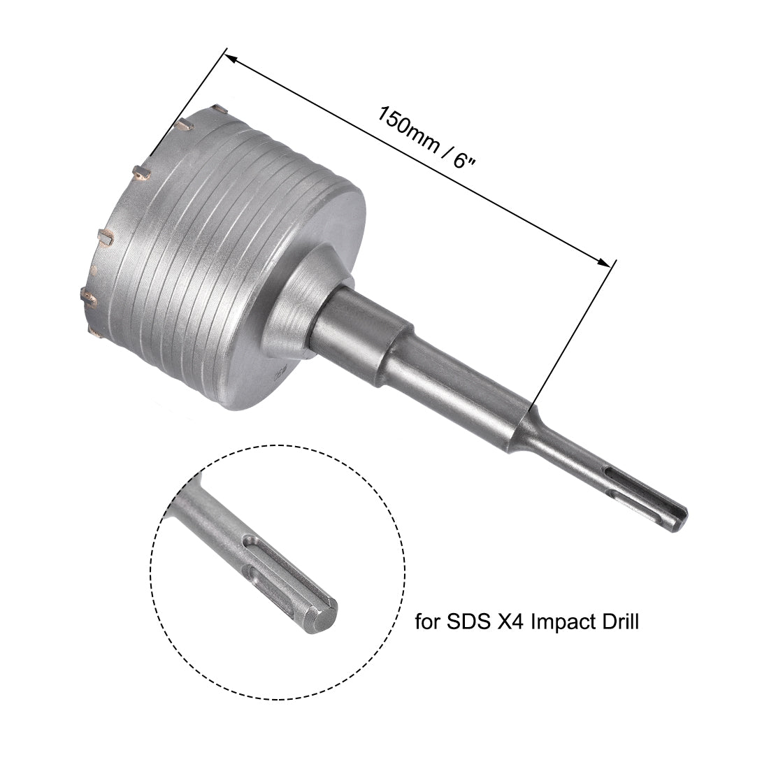 uxcell Uxcell Wall Hole Drill Bit Hole Saw with Connecting Rod Drill for SDS X4 Impact Drill
