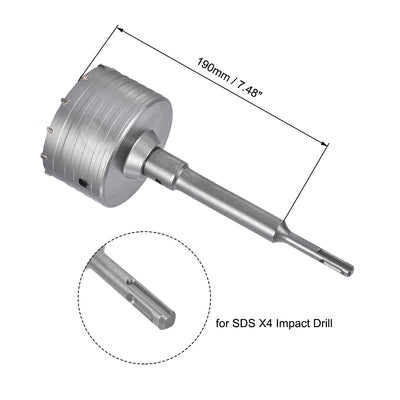 Harfington Uxcell Wall Hole Drill Bit Hole Saw Round Shank with Connecting Rod Drill for SDS X4 Impact Drill