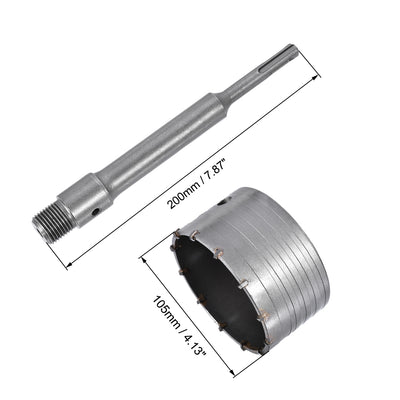 Harfington Uxcell Wall Hole Drill Bit Hole Saw Round Shank with Connecting Rod Drill for SDS X4 Impact Drill
