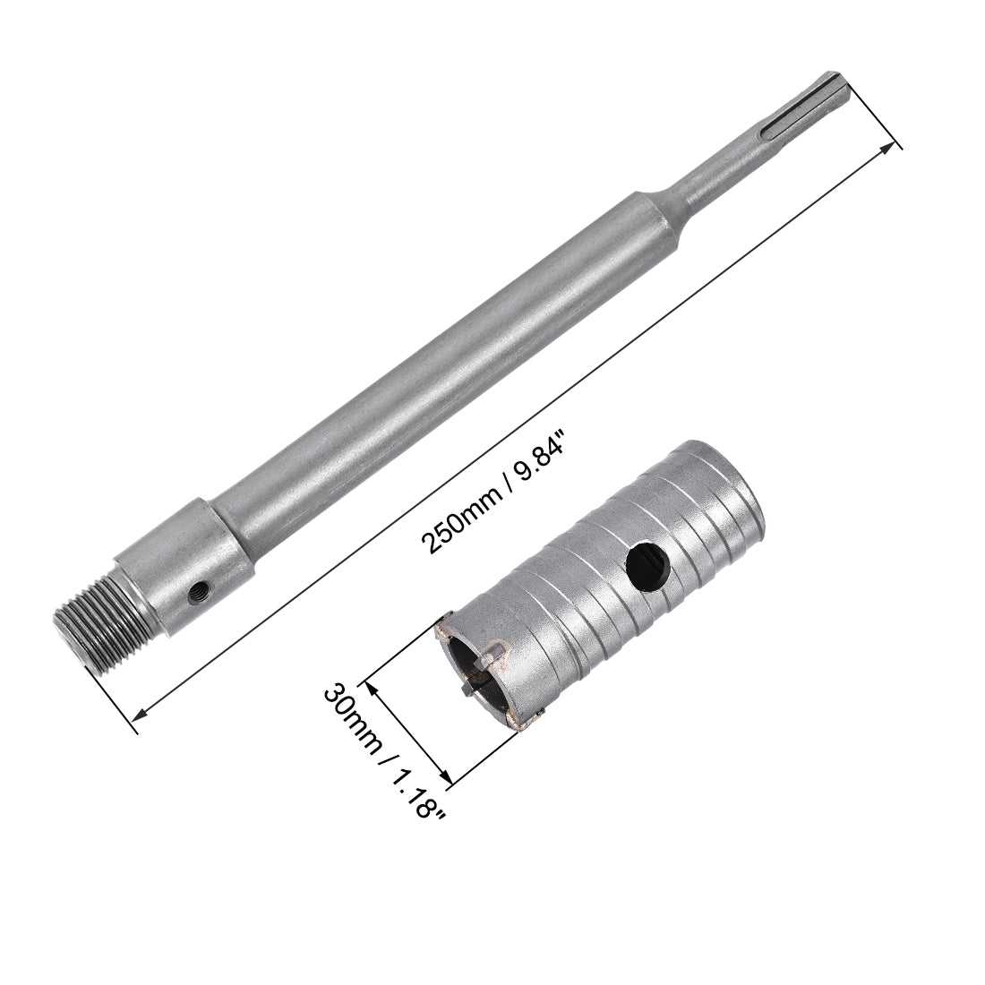 uxcell Uxcell Wall Hole Drill Bit Stone Hole Saw Round Shank with Connecting Rod Drill for SDS X4 Impact Drill