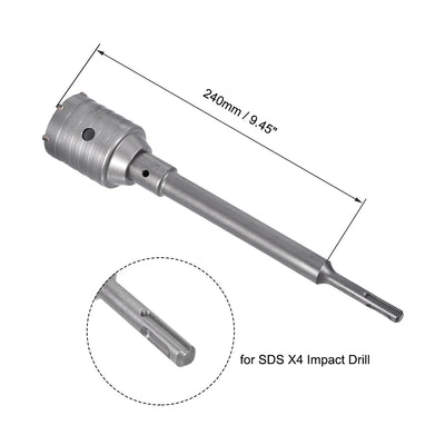 Harfington Uxcell Wall Hole Drill Bit Stone Hole Saw Round Shank with Connecting Rod Drill for SDS X4 Impact Drill