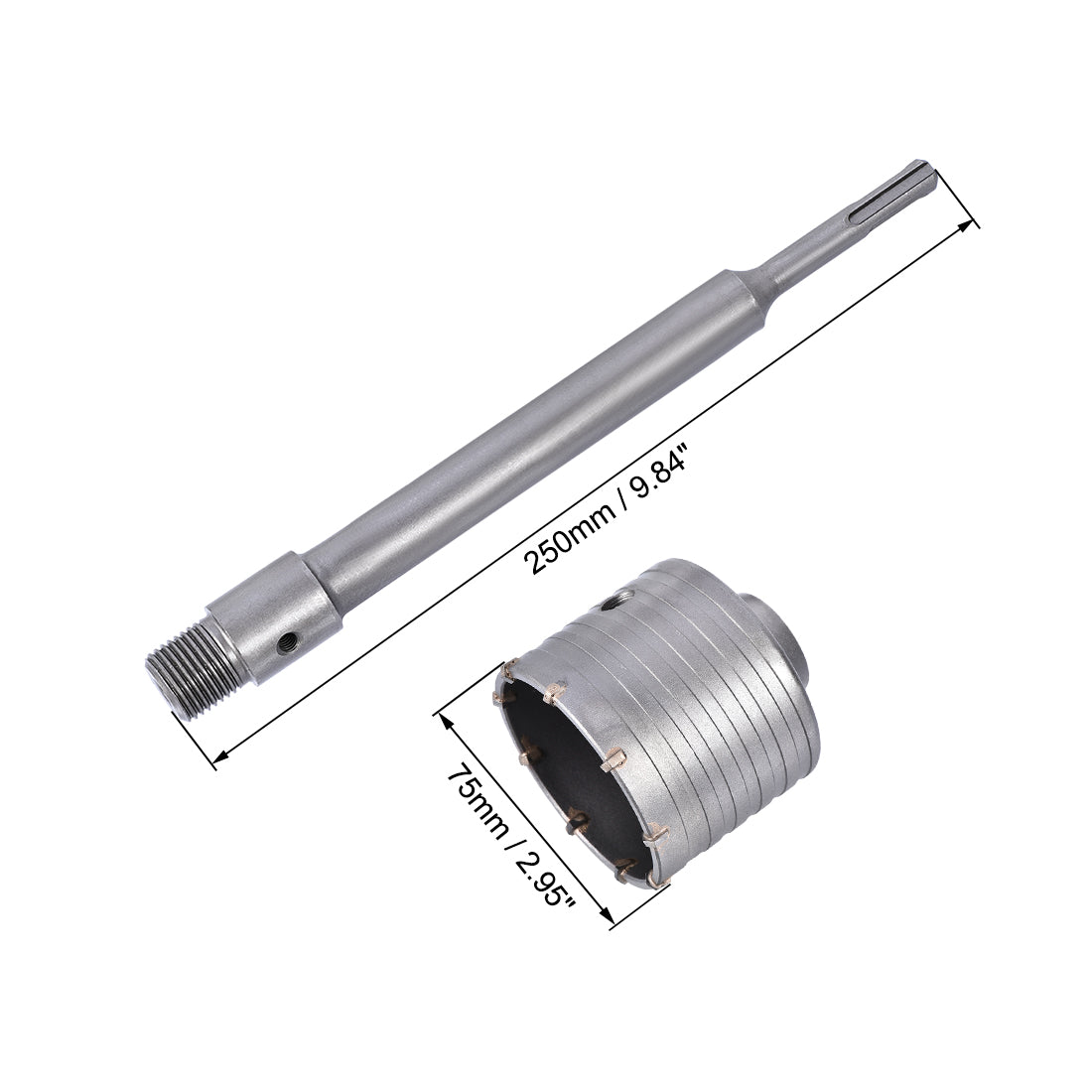 uxcell Uxcell Wall Hole Drill Bit Stone Hole Saw Round Shank with Connecting Rod Drill for SDS X4 Impact Drill