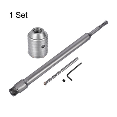 Harfington Uxcell Wall Hole Drill Bit Cement Stone Hole Saw Round Shank with Connecting Rod Drill for SDS X4 Impact Drill